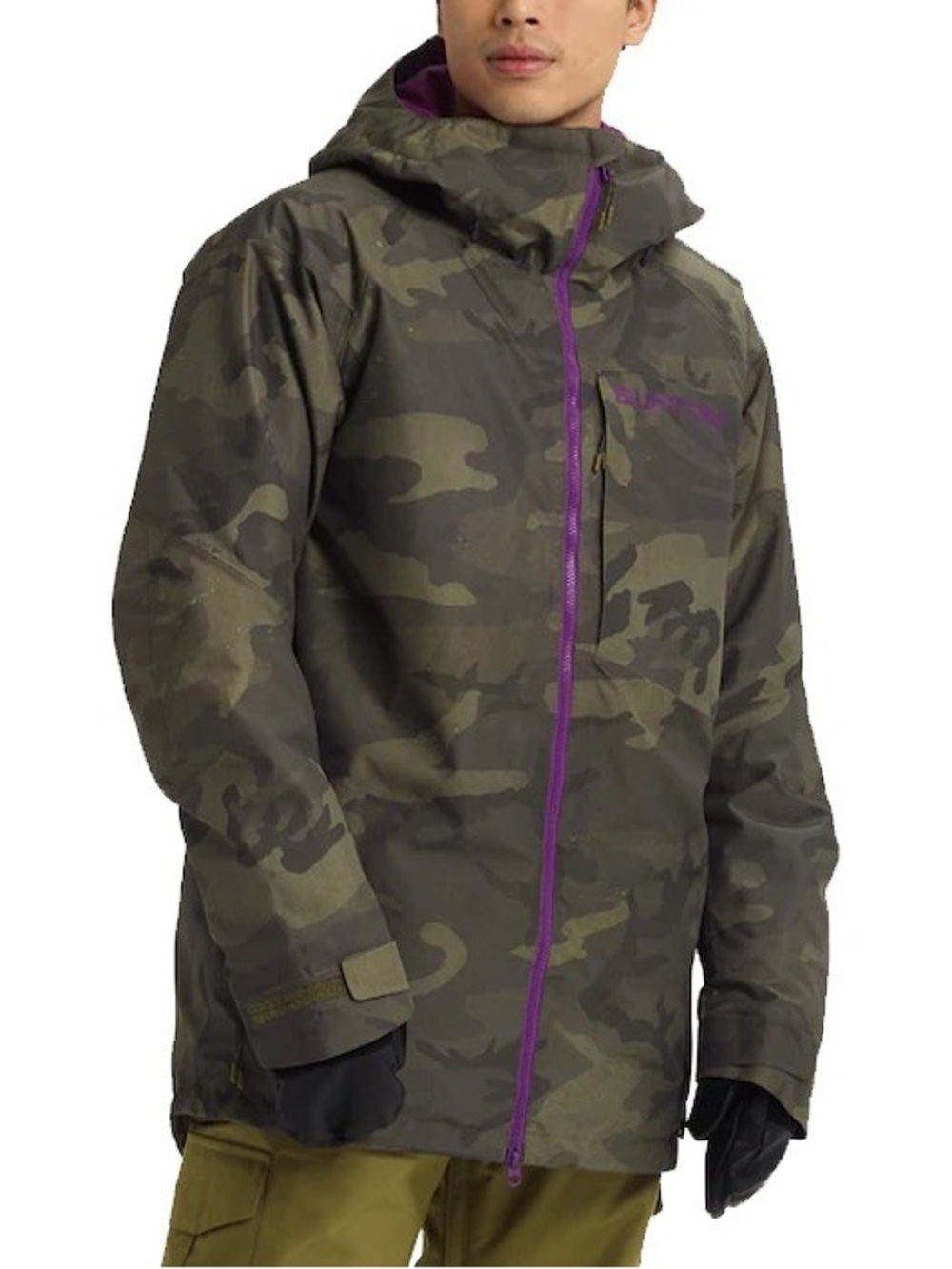 Burton men’s  Olive Camo Ski Jacket with Purple Accents